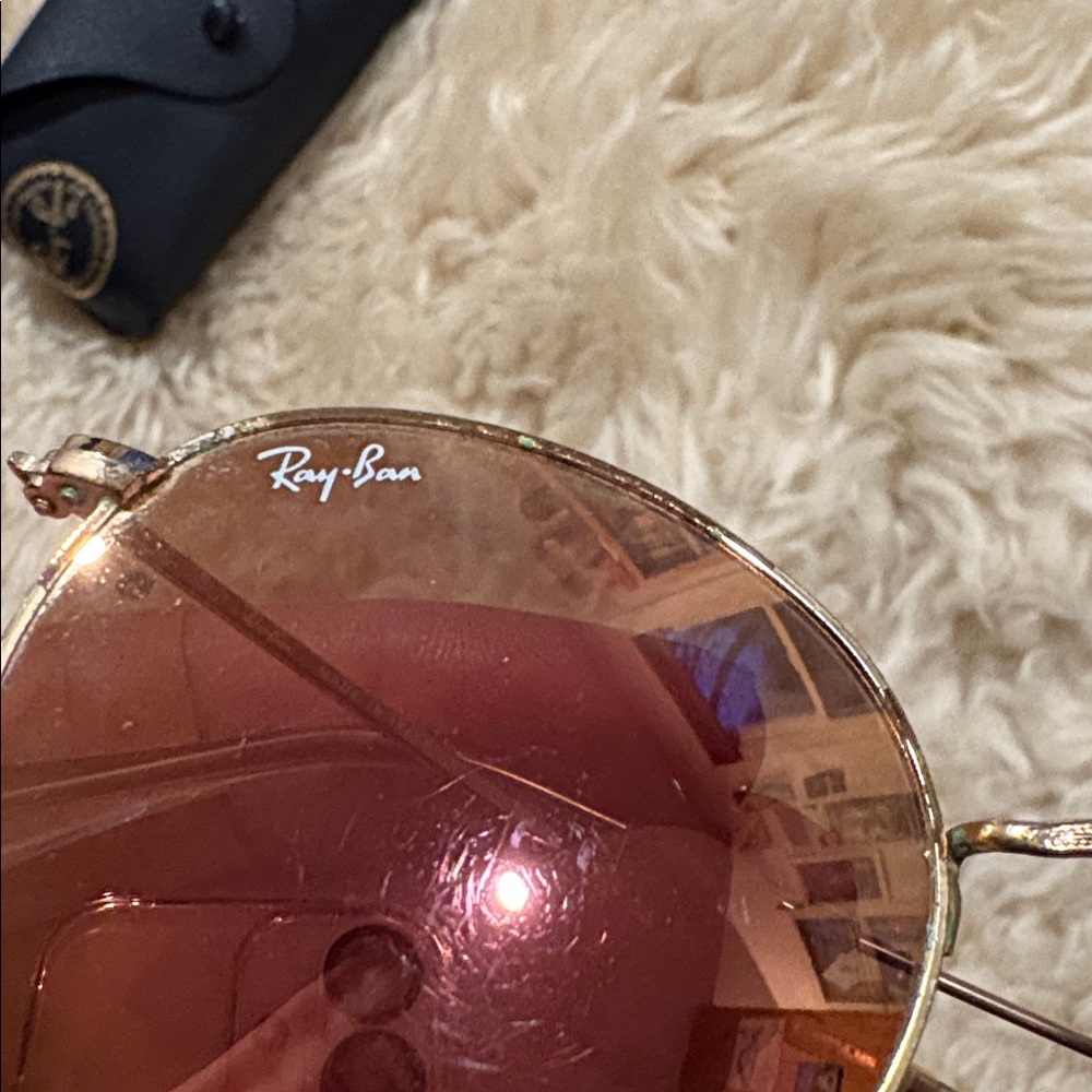 Ray-Ban ROUND FLASH LENSES Matte Gold Brown lenses - Picture 3 of 9